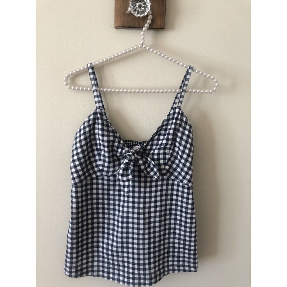 NWT Old Navy Womens Size XS Blue White Plaid Sleeveless Top